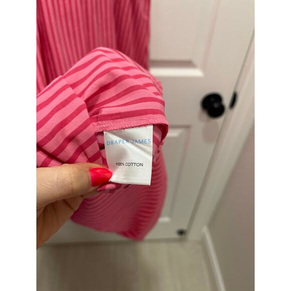 Draper James Deana Smocked Stripe Poplin Midi Dress Medium Pink Modest Milkmaid - Picture 10 of 13